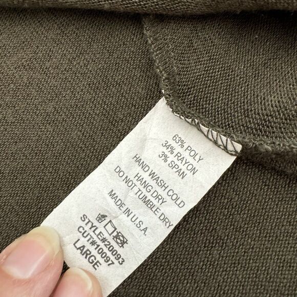 Gemstone Sz‎ L Women Light Knit Olive Boho Lagenlook Ruffle Sweater USA - Picture 4 of 7